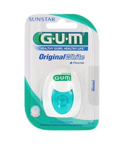 Voskovaná zubná niť na odfarbenie Original White Sunstar 30 m