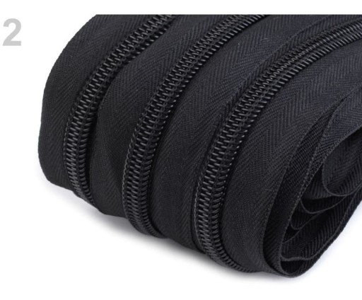 Páska na zips 7 mm čierna, čierny zips, zips, 1 meter