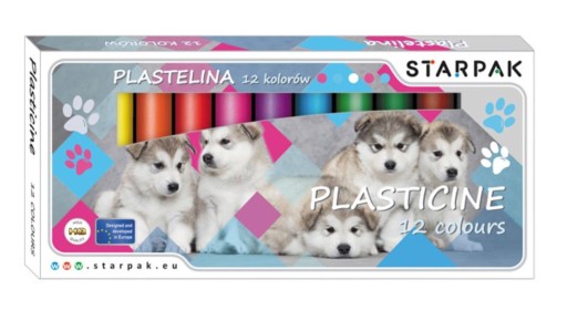 Plastelína 12 farieb Cuties Psy STARPAK
