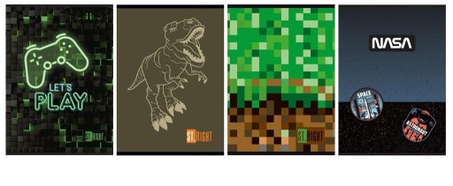 Školský zápisník A5 32k mriežka Laminovaný mix Dinosaurov Hry St.Right