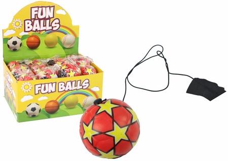 PU futbal s Jojo gumičkou na skákanie, 6 cm, červené hviezdy