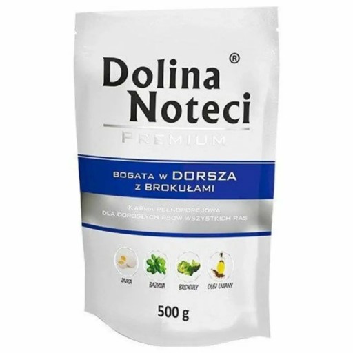 DOLINA NOTECI Prémiové mokré krmivo pre psov bohaté na tresku a brokolicu 500g
