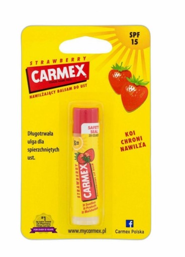 Carmex Strawberry Strawberry ochranný balzam na pery tyčinka na pery SPF15 4,25g