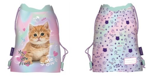 Batoh, školská taška na topánky, PE, oblečenie pre dievčatá CAT Pastel Kitty