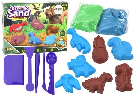 Sada kreatívnych magických kinetických pieskových formičiek na dinosaury 8 kusov
