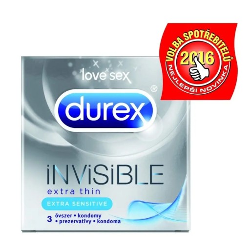 Durex Invisible kondómy pre väčšiu intimitu, 3 ks.