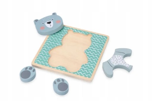 Puzzle pre deti Drevené puzzle medvedík 4 prvky Drevené puzzle