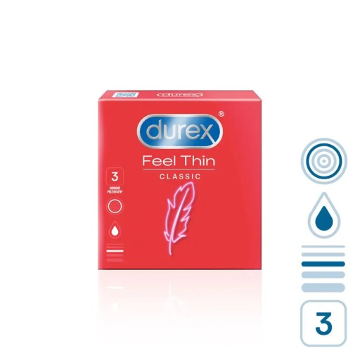 Durex Feel Thin Classic tenké latexové kondómy 3 ks