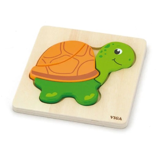 Prvé drevené puzzle korytnačky VIGA Baby Turtle