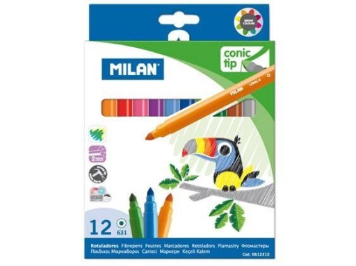 Kónické fixky Milan, 12 farieb