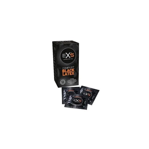 EXS BLACK LATEX klasické a vlhčené BLACK kondómy, sada 12 ks.