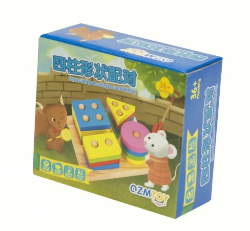 Drevená triedička, arkádové puzzle, 4 veže