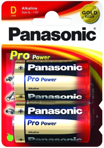 Alkalické batérie Panasonic Pro Power D LR20 1,5V blister 2 ks.