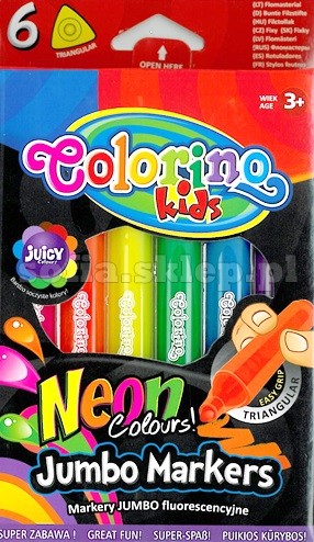 Colorino Trojuholníkové fixky Jumbo Neon 6 farieb 38881