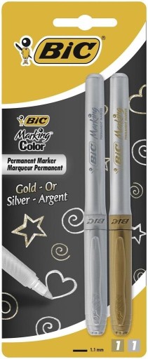 BIC PERMANENTNÝ ZNAČOVAČ METALICKÝ ZLATÝ A STRIEBORNÝ X2
