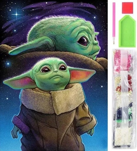 DIAMANTOVÉ VYŠÍVACIE KORÁLKY MOZAIKA SET OBRAZ DIAMANTOVÁ MAĽBA 5D YODA