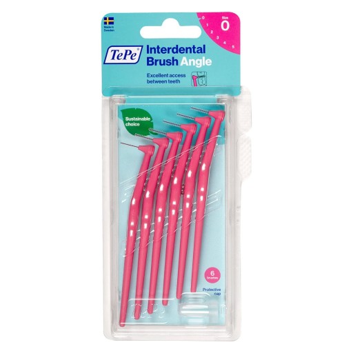Čističe rúr TePe Angle 0,4 mm RUŽOVÁ veľkosť. 0 - 6 ks.