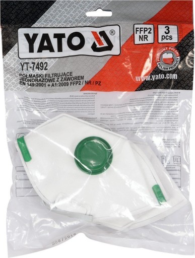 Filtračné polomasky, ffp2 ventil, 3 ks YT-7492 YATO