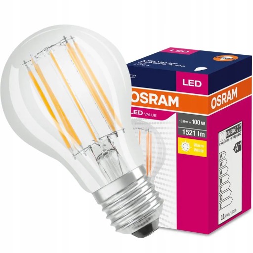 LED FILAMENTOVÁ ŽIAROVKA E27 11W = 100W 2700K 1521LM TEPLÁ BIELA A60 OSRAM
