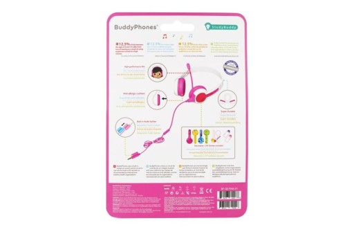 Káblové slúchadlá BuddyPhones StudyBuddy PINK
