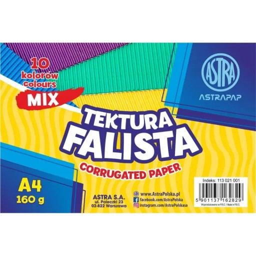 VLNUTÁ KARTON - A4 160g 10 farieb - ASTRA
