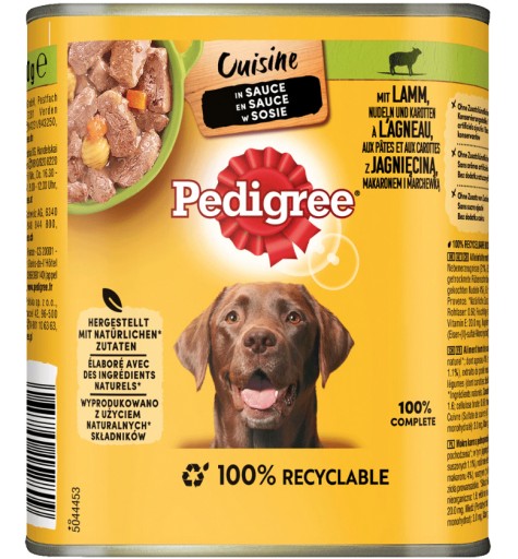 PEDIGREE mokré krmivo pre psov s jahňacím v omáčke, konzerva, 800 g