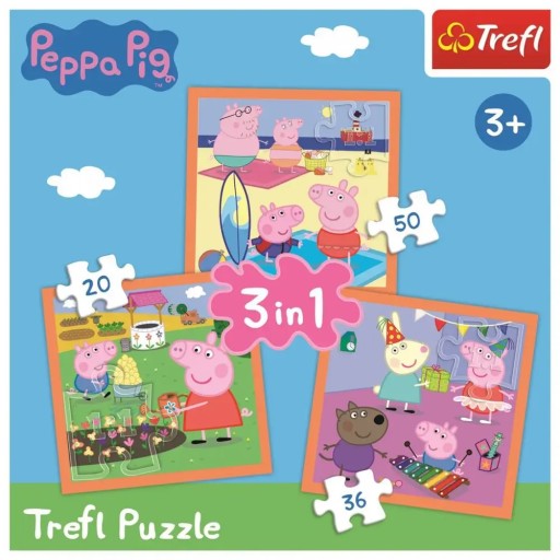 34852-PUZZZLE 3V1 KOCKY PEPPA PIG 3+