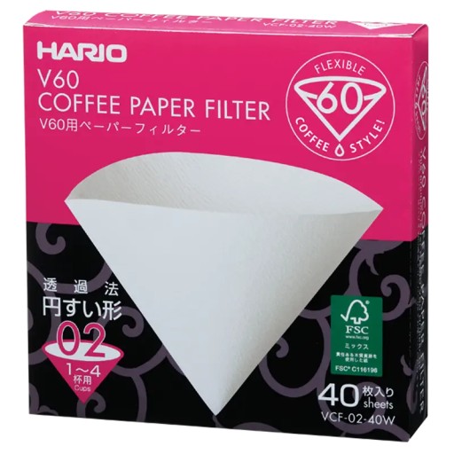 HARIO BIELE PAPIEROVÉ FILTRE PRE ODKAPÁVANIE V60-02 KARTÓN 40 ks