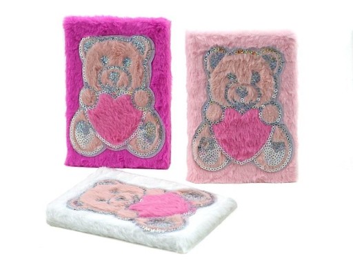 Zápisník BEAR so srdiečkom, plyšový obal, diár 5631