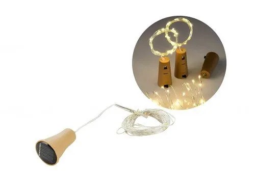 Solárne osvetlenie uzáver fľaše solárna lampa 10 LED TEPLÁ FARBA