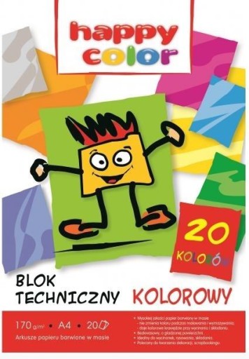 HAPPY COLOR Farebný technický blok A4 170g 20 ár