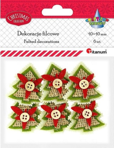 Vianočné ozdoby - filcové vianočné stromčeky, 6 ks.