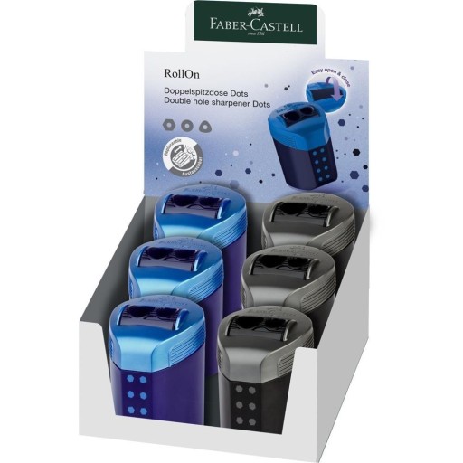 Dvojité plastové orezávatko FABER CASTELL RollOn Dots s nádobou na mix