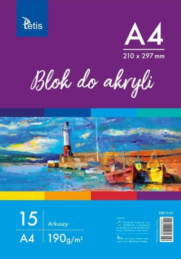 Tetis blok A4 na akrylové farby, 15 listov