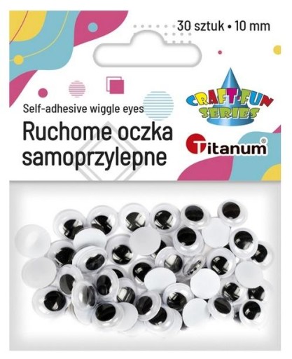 Pohyblivé oči, samolepiace ozdobné oči, ozdobné kreatívne, 30 ks 10 mm