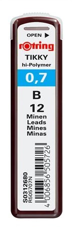 NÁPLŇ ROTRING GRAPHITE STYLE pre ceruzky B 0,7 mm, fľaštička 12 kusov, NEFRAGMENTÁLNA