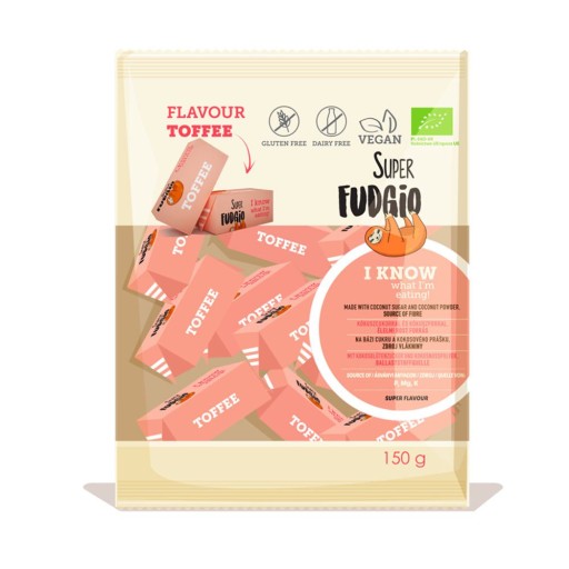 Fudge bez obsahu mlieka s príchuťou karamelu. BIO 150 g