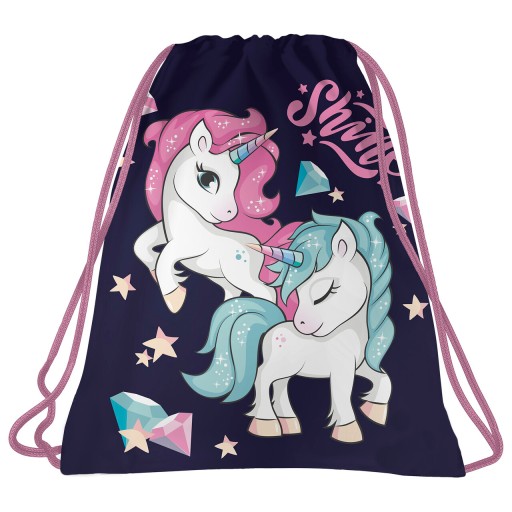 Školská taška na PE topánky Unicorn pre dievčatá, batoh 2v1
