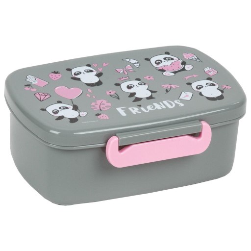 Šedá a ružová panda školský obedový box Derform