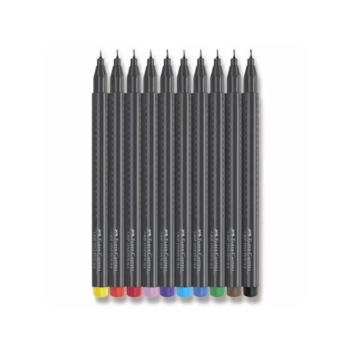 Sada jemných linerov Grip 2010 Faber-Castell v kartónovej krabici, 10 ks.
