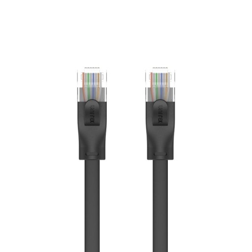 Unitek čierny plochý UTP Ethernet Cat.6 sieťový kábel 2m 1Gbps