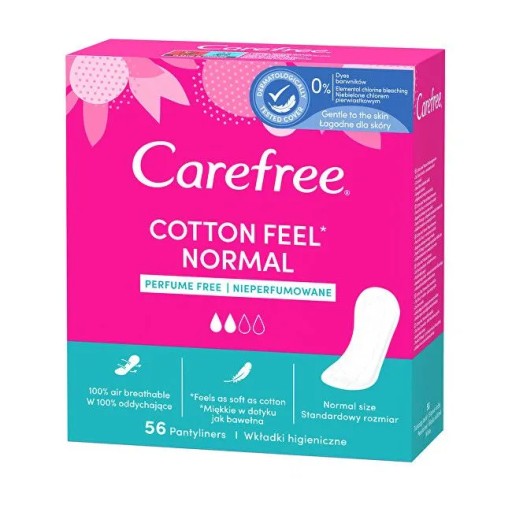 Carefree Cotton Neparfumované hygienické vložky 56 ks.