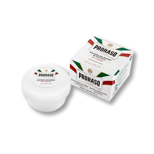 Proraso Sapone upokojujúce mydlo na holenie v tégliku. Zelený čaj a ovsené vločky 150 ml