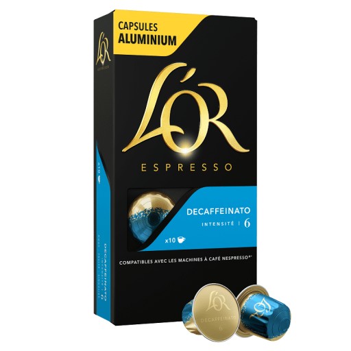 KÁVOVÉ KAPSULKY bez kofeínu Nespresso L'OR Decaffeinato 10 ks.