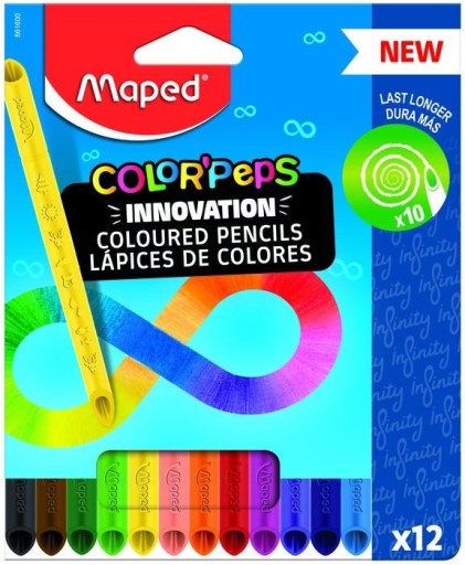 Detské pastelky MAPED bez ostrenia, 12 farieb