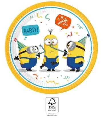 Papierové narodeninové taniere Minions 23 cm 8 ks.