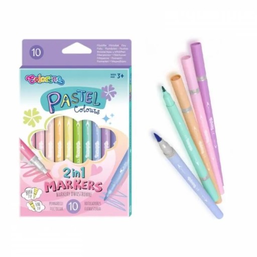 Fixky, fixky, obojstranne fixky, PASTEL, 10 farieb