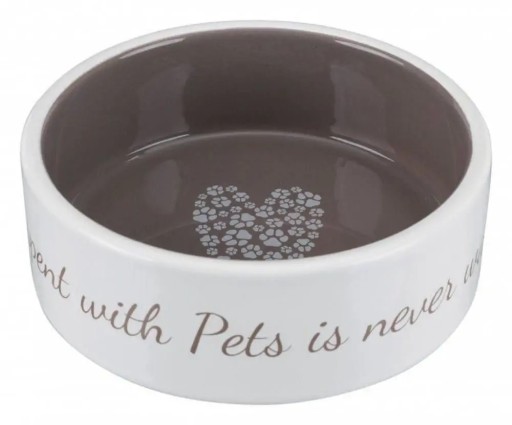 Keramická miska Pet's Home, 0,3 l/o 12 cm, krémová/tmavošedá