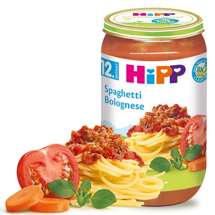 Hipp Bio večera Špagety Bolognese s hovädzím mäsom 12m 250g