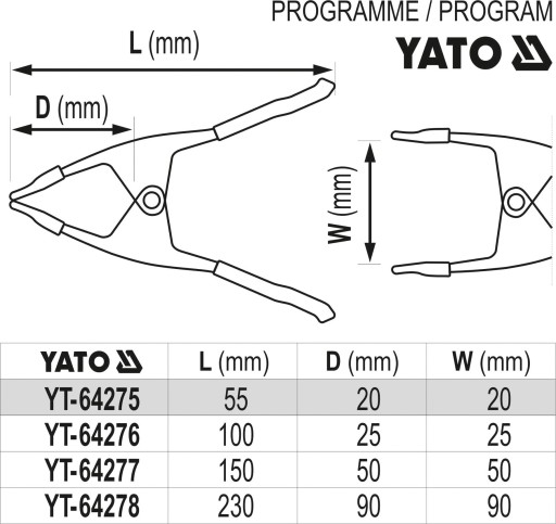 PRUŽINOVÁ SVORKA 55MM YATO
